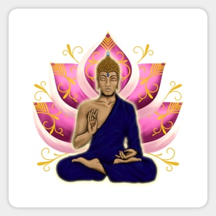 Abhaya Mudra Buddha with Pink Lotus Flower Sticker